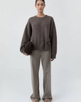 St Agni Wool Crew Neck Jumper Taupe Melange