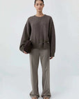 St Agni Wool Crew Neck Jumper Taupe Melange