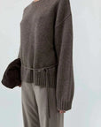 St Agni Wool Crew Neck Jumper Taupe Melange
