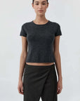 St Agni Fine Merino Wool Baby Tee Charcoal Melange
