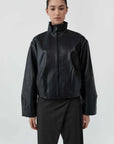 St Agni Cocoon Zip Leather Jacket Black