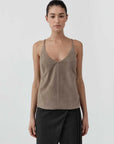 St Agni Suede Low Back Tie Top Earth
