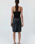 St Agni Leather Everyday Wrap Skirt Black