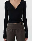 St Agni Baby Wool Wrap Top Black