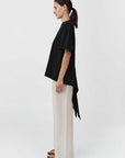 St Agni Cotton Jersey Split Back Tee Black