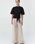 St Agni Cotton Jersey Split Back Tee Black