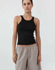 St Agni Cotton Racer Singlet Jet Black
