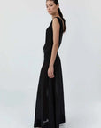St Agni Stretch Silk Bateau Dress Black