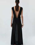 St Agni Stretch Silk Bateau Dress Black