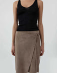 St Agni Suede Everyday Wrap Skirt Earth