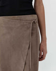 St Agni Suede Everyday Wrap Skirt Earth