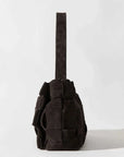 St Agni Suede Woven Envelope Mini Tote Coffee