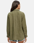 Scotch and Soda Oversized Linen Shirt Olive Green