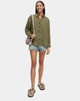 Scotch and Soda Oversized Linen Shirt Olive Green