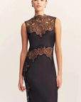 Shona Joy Lace High Neck Maxi Dress Black