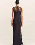 Shona Joy Lace High Neck Maxi Dress Black