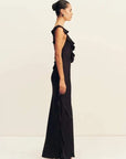 Shona Joy Ruffle Slip Maxi Dress Black
