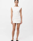 St Agni Bateua Tuck Mini Dress White