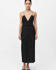 St Agni Silk Panelled Slip Dress Black