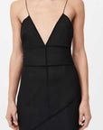 St Agni Silk Panelled Slip Dress Black