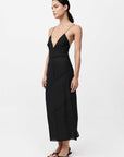 St Agni Silk Panelled Slip Dress Black