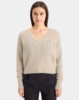 Scotch and Soda Boucle V Neck Relaxed Pullover Oatmeal Melange