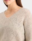 Scotch and Soda Boucle V Neck Relaxed Pullover Oatmeal Melange