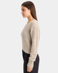 Scotch and Soda Boucle V Neck Relaxed Pullover Oatmeal Melange