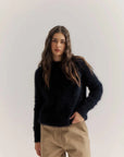 World of Nomads Adele Cashmere Crew Neck Knit Black