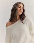 World of Nomads Stella Cashmere Boat Neck Knit Snow