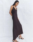 Shona Joy Simona Lace Slip Maxi Dress Espresso