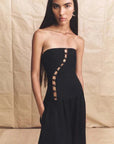 Shona Joy Effie Strapless Cut Out Maxi Dress Black