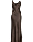 Charli Alena Satin Dress Dark Espresso One Size