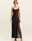 Shona Joy Allegra Cowl Lace Panelled Maxi Dress Espresso