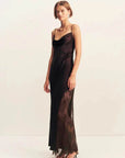 Shona Joy Allegra Cowl Lace Panelled Maxi Dress Espresso