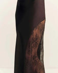 Shona Joy Allegra Cowl Lace Panelled Maxi Dress Espresso
