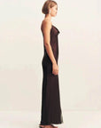 Shona Joy Allegra Cowl Lace Panelled Maxi Dress Espresso