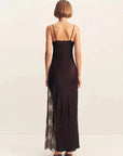 Shona Joy Allegra Cowl Lace Panelled Maxi Dress Espresso
