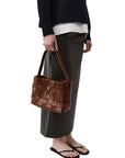 St Agni Woven Mini Tote Chestnut