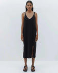 Bassike V Neck Jersey Slip Dress Black