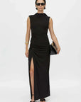 Camilla and Marc Draped Sleeve Dress Black