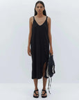 Bassike V Neck Jersey Slip Dress Black
