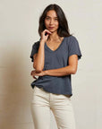 Perfectwhitetee Hendrix Cotton Short Sleeve Boxy V Neck Tee Night