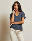 Perfectwhitetee Hendrix Cotton Short Sleeve Boxy V Neck Tee Night