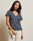 Perfectwhitetee Hendrix Cotton Short Sleeve Boxy V Neck Tee Night
