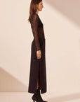 Shona Joy Irena Side Split Maxi Skirt Black