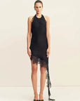 Shona Joy Eniko Lace Open Back Mini Dress Black