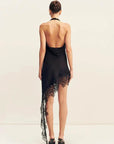 Shona Joy Eniko Lace Open Back Mini Dress Black