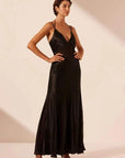 Shona Joy Moraya Plunged Godet Maxi Dress Black