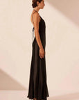 Shona Joy Moraya Plunged Godet Maxi Dress Black